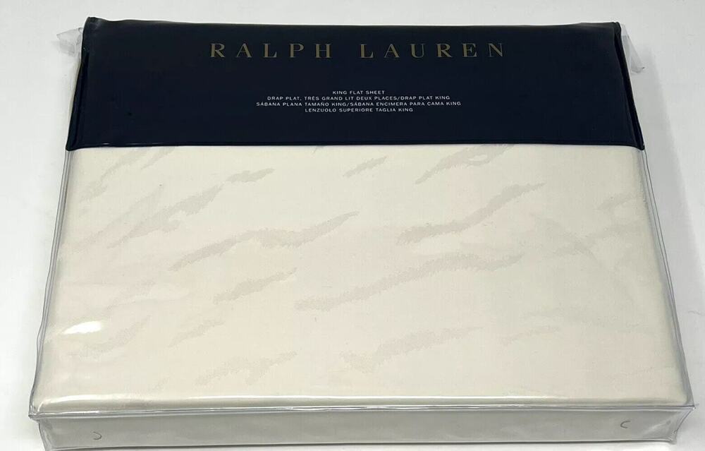 Ralph Lauren Mirada Olivia KING Flat Sheet Cream 100% Cotton $185 Animal Print